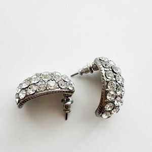 Oval Pave Rhinestone Earrings